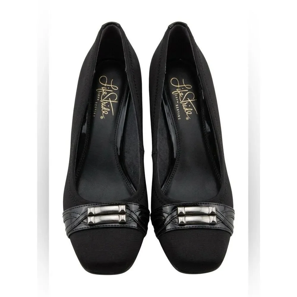 BLACK LIFE STRIDE SLIP ON WEDGES SIZE 7.5